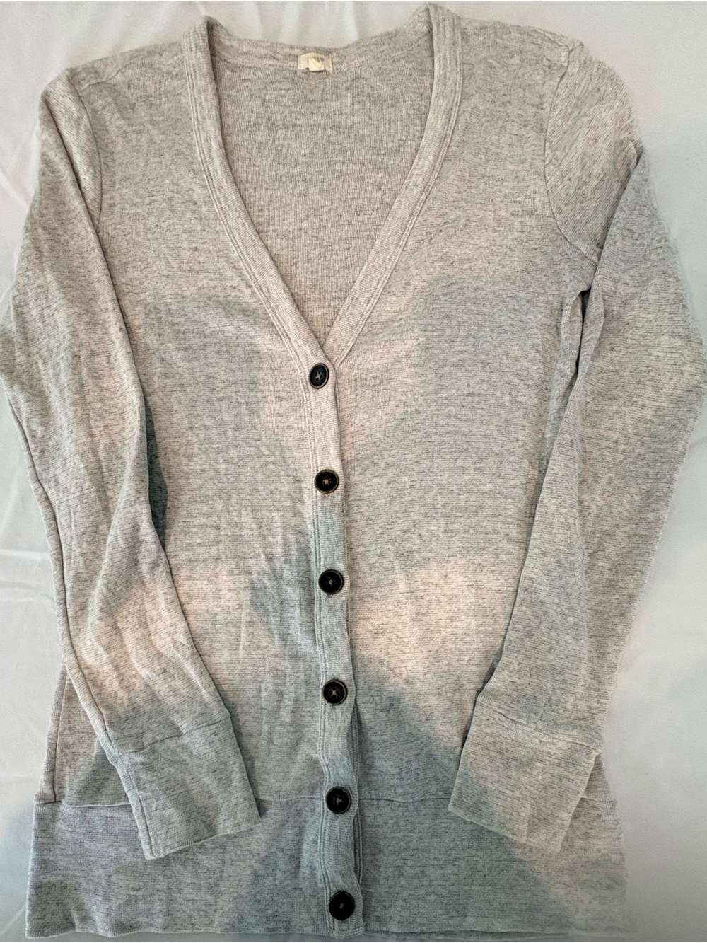 J. Crew Heather Gray V-Neck Button-Front Cardigan